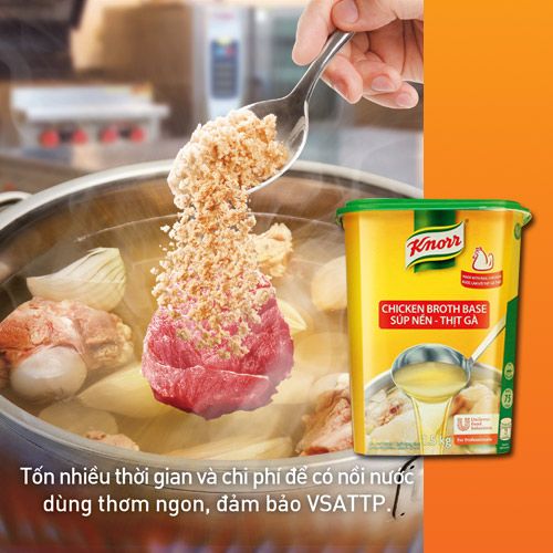 Knorr Súp Nền Thịt Gà 1.5kg - Có ngay nước dùng sánh đậm vị thịt với súp nền Knorr Thịt Gà