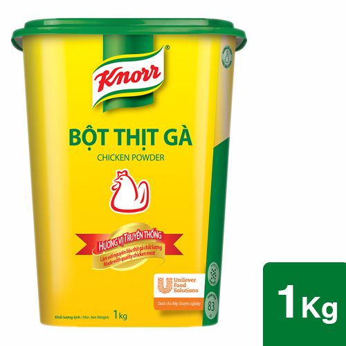 Knorr Bột Thịt Gà 1kg - Knorr Bột Thịt Gà được làm từ thịt gà cao cấp sẽ giúp món ăn của bạn thêm thơm ngon và đậm vị thịt hơn.