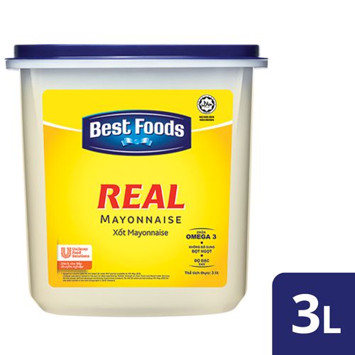 Best Foods Xốt Real Mayonnaise 3L - Best Foods Real Mayonnaise mang lại hương vị béo ngậy, đậm đặc và kết dính hoàn hảo cho món salad của bạn