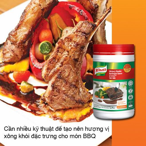 Knorr Xốt Nướng Khói Hickory BBQ 1kg - Xốt nướng khói BBQ Knorr với hương khói đặc trưng vùng Nam Mỹ, tạo điểm nhấn khó quên cho món nướng